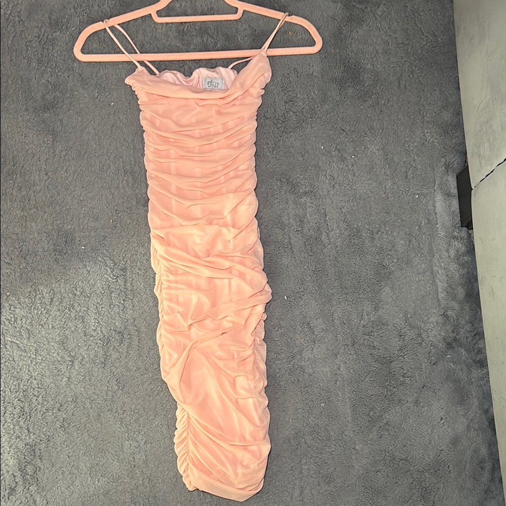 Elegant Peach Ruched Dress